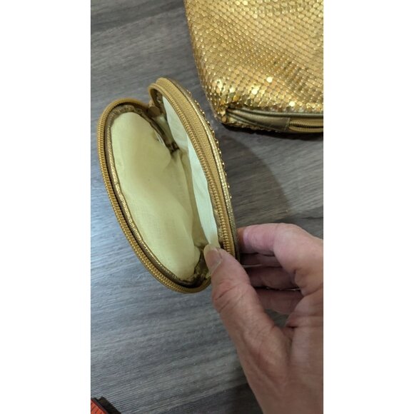 PURSES Golden Mesh Zipper Clutch Cosmetic Change Pocket Lined PARTY! set of 2 - Picture 5 of 7